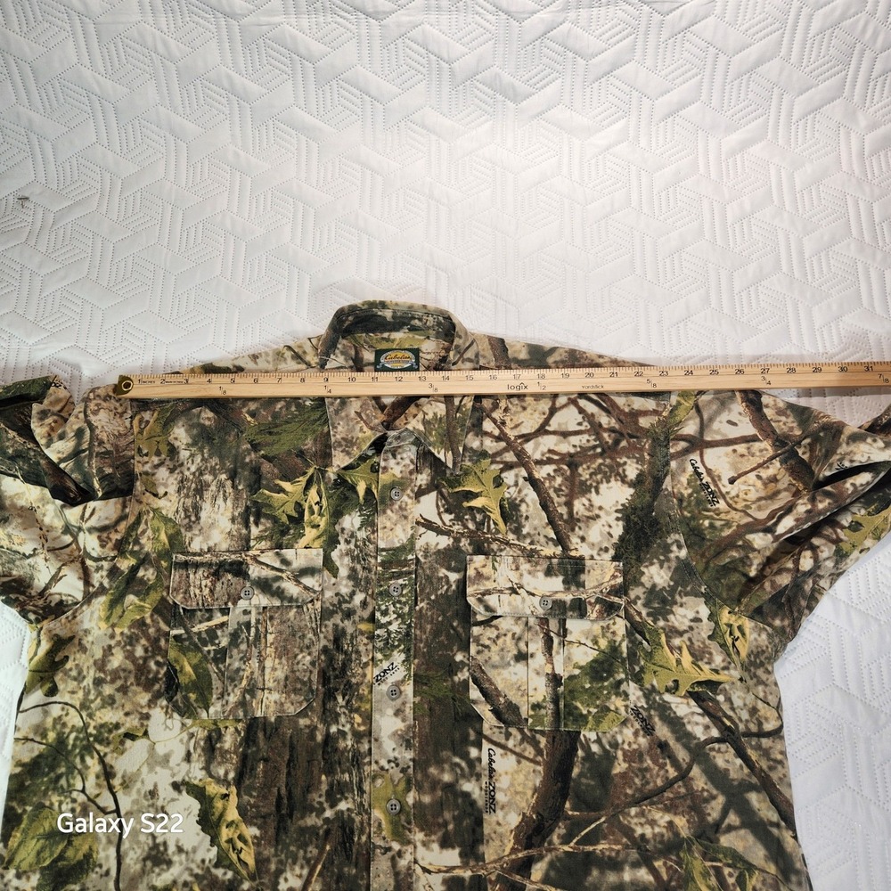 Cabelas ZONZ camo Shirt Men's Woodlands Camo Long Sleeve Button Hunt Game 3XL - Picture 14 of 16